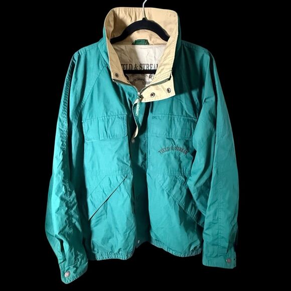 Field & Stream Mens Jacket Coat Green Pockets Zip Snap Front XXL - Picture 1 of 16
